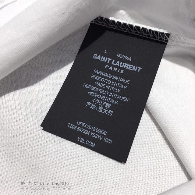 Saint Laurent短袖 19春夏新款 聖羅蘭男士白色T恤  tzy1697